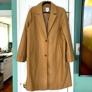 NWT GAP Trenchcoat mid length tan camel size XL wool